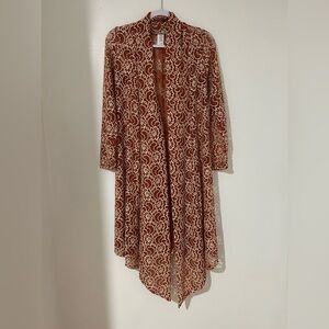 Vintage Chic Tan Patterned Women's Cardigan